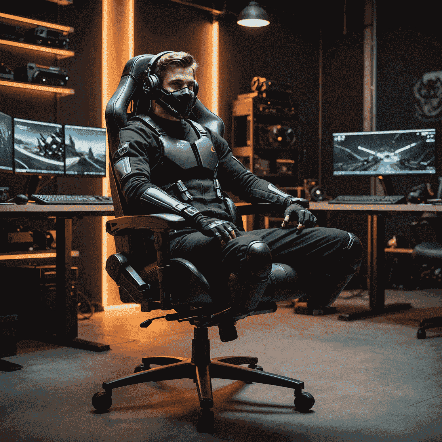 A timelapse image showing a gamer comfortably seated in a VictoryForge chair for an extended period, emphasizing the chair's endurance and the gamer's sustained comfort.